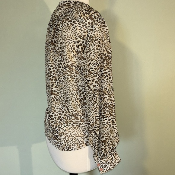 LULU’s sheer cuffed long sleeve animal print swim summer cover up womens medium - Picture 6 of 10